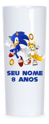 30 Copos Long Drink Do Sonic Personalizado Seu Nome