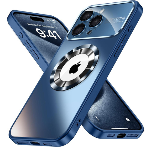 Funda Para iPhone 15 Pro Max Magsafe Vista Logo, Azul