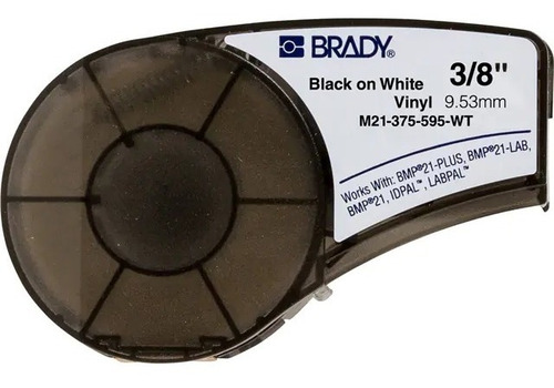 Imagen 2 de 2 de Cinta Brady Vinil Neg/blanco 3/8 X 21ft M21-375-595-wt