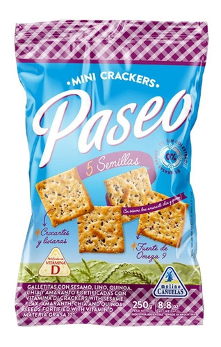 Galletitas Paseo Mini Crackers 5 Semillas 250gr Pack 14 Unid