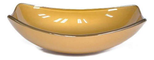 Cuba De Apoio Vidro Oval Chanfrada Dourado Real 51cm Cor Preto