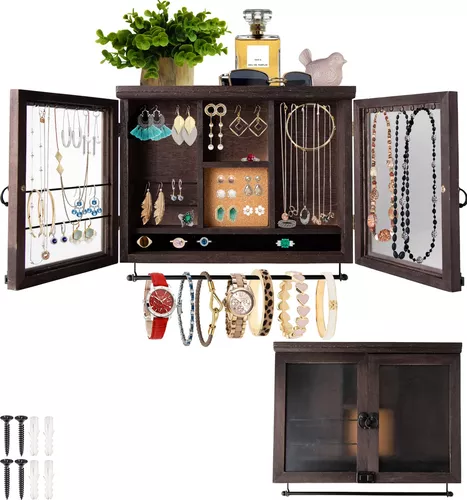 Organizador de aretes con tablero de corcho, organizador de joyas de  montaje en pared, estante de exhibición de collares, exhibición de joyas de