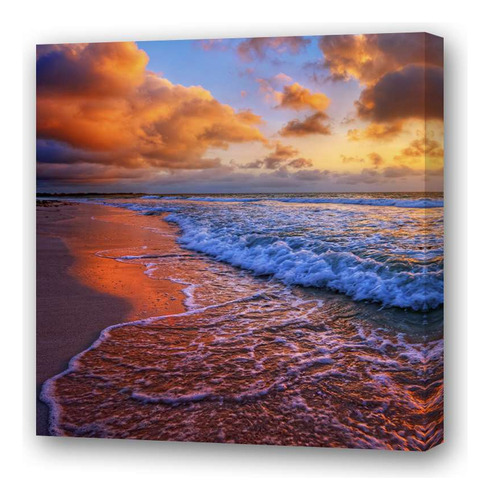 Cuadro 30x30cm Mar Atardeceder Amanecer Olas Orilla 2