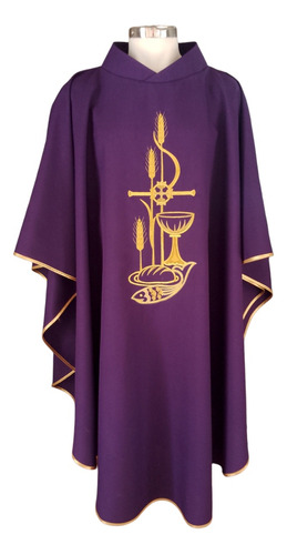 Casulla Sacerdotal + Estola Color Morado Mod Clásico #046