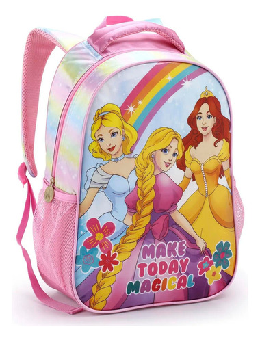 Mochila Escolar Infantil Feminina De Alças Princesa Rosa