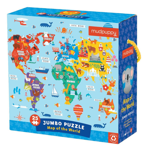 Rompecabezas Mudpuppy Map Of The World - Jumbo De 25 Pi Rmt