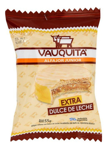 Alfajor Vauquita Blanco Junior Extra Dulce De Leche Caja X24