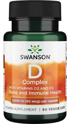 Vitamin D Complex Con Vitamins D2 & D3- 60 Caps 2000iu 50mcg