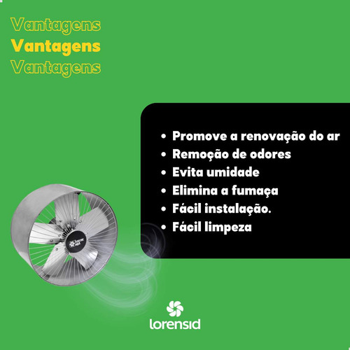 Exaustor 40cm Alta Rotaçao Auto Reverse Bivolt Lorensid