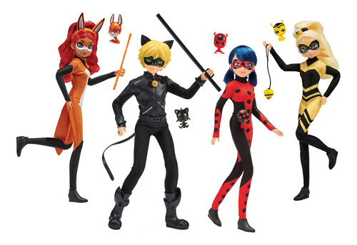 Set De 4 Figuras Miraculous Ladybug Con Estilo Ladybug