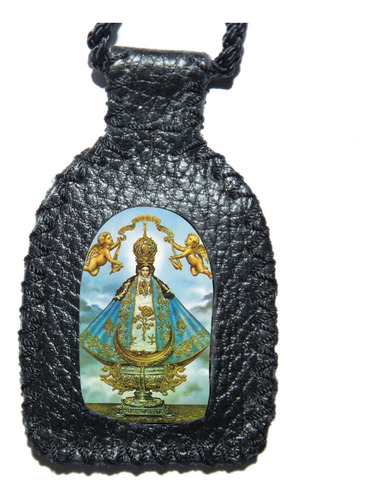 Escapulario Tejido En Cuero Virgen De San Juan De Los Lagos 