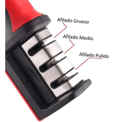 Afilador De Cuchillos Portátil Con 3 Etapas - Rojo 