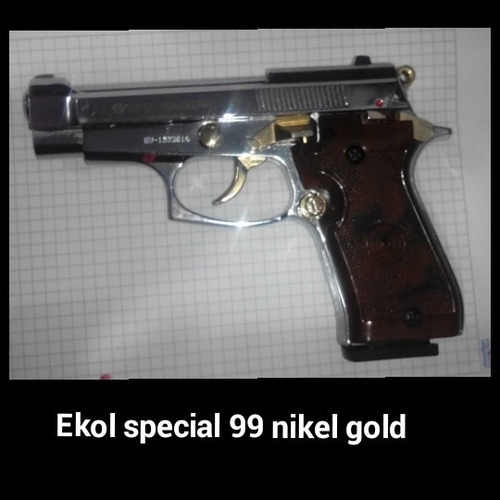 Pistola Detonadora Fogueo Ekol Special Nikel Gold+ 50 Tiros