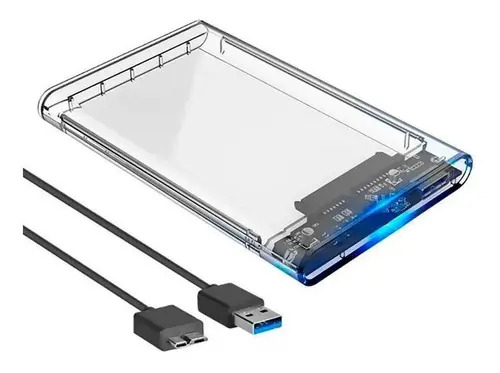 Case Gaveta Exbom HD Externo 2.5'' USB 3.0 Transparente LED