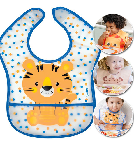 Babador Infantil Com Bolso Tigrinho Cata Migalhas Buba