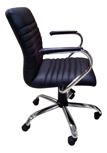 Silla de escritorio Indar Equipamientos S7 cromado con brazos negra con tapizado de cuero sintético