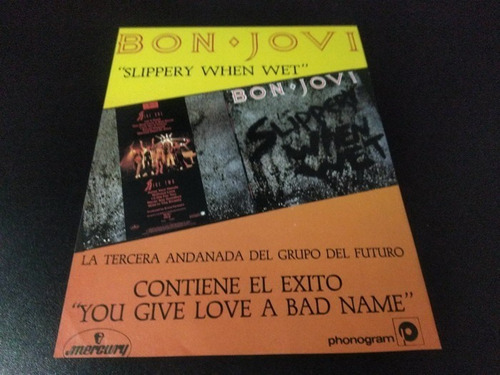 (bj002) Publicidad Bon Jovi Slippery When Wet España * 1986