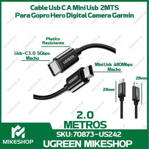 Cable de carga y transmision de datos USB-C de 2m, soport