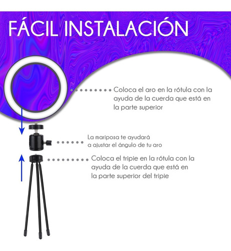 Aro De Luz Led 26cm Con Mini Tripie Y Soporte Para Celular