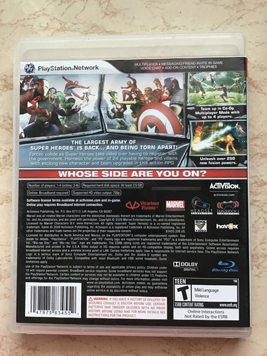 Juego Físico Para Ps3 Marvel Ultimate Alliance 2 (Usado)