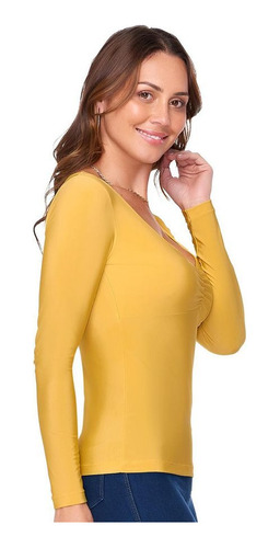 Prácitica Blusa Con Escote V Y Doble Tela En Busto  1-81053