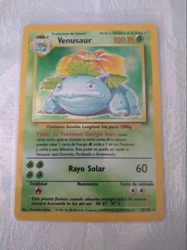 Carta Pokemon Venusaur Base Set Near Mint 1999