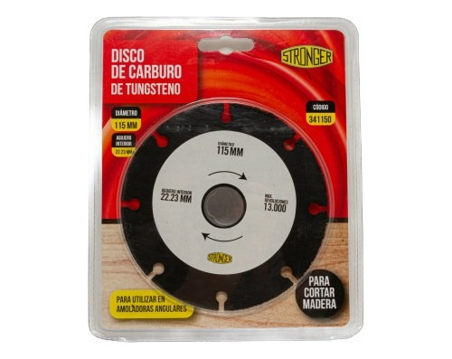 Disco Carburo Tungsteno Amoladora Madera 115mm Stronger 