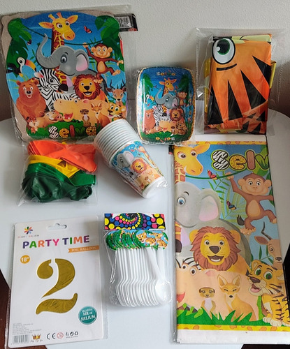 Kit Infantil Safari O Animales De La Selva,para 12 Personas.