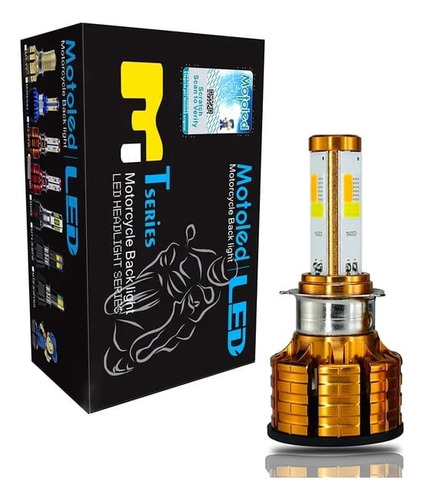 1 Bombillo Led Tricolor Strover H4 8 Caras Moto 12v 8000 Lm