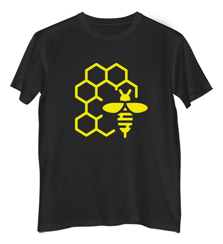 Remera Hombre Color Abeja Con Panal Minimal Logo Simple