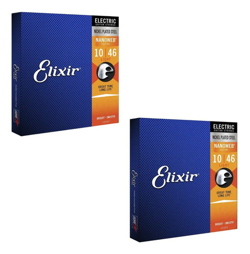 Kit 2 Encordoamento Guitarra 010 Elixir Nanoweb Light 12052