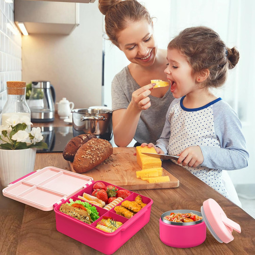 Caja Bento Con Termo De Sopa, Contenedores Infantiles 4 Comp