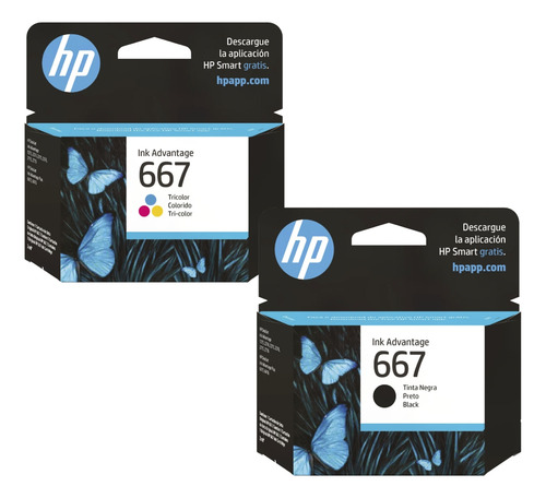 Pack Tintas Hp 667 Negro + 667 Tricolor Originales