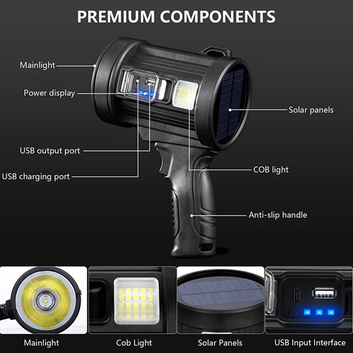 Linterna De Mano Led Spot Light Foco 9000 Lúmenes Y