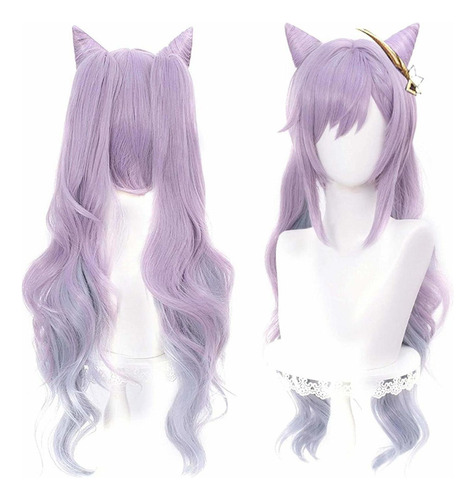 Peluca De Coletas Violeta Pastel Pelucas De Cosplay De Anime