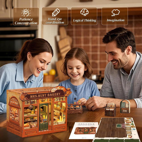 Diy Miniatura Casa De Muñecas Libro Corner Kit Con Luces Led