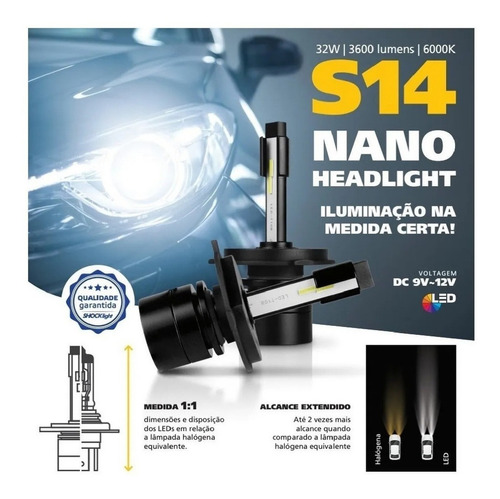Imagem 1 de 4 de Kit Led Shocklight Nano 7200 L Farol Alto Baixo E Milha