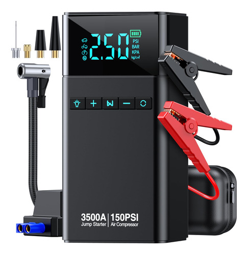 Arrancador Portátil De Coche Con Compresor De Aire, 3500 A,