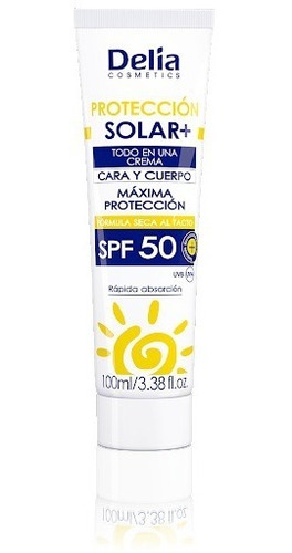 Protector Solar Bloqueador Spf 50 Cara Cuerpo Uva Uvb Delia 