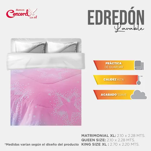 Edredón Star Pink Aqua/rosa Mat/ind C/fundas Y Cojín Concord