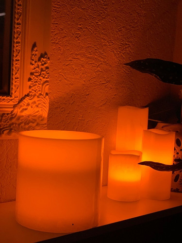 Imagen 5 de 10 de Pack X 4 Velas Velón Led Fanal Centro De Mesa Cera Importada