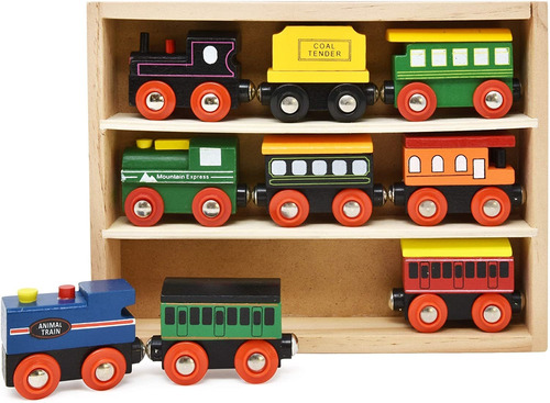 Madera Vagones Del Tren Colección De 9 Piezas De Los T...