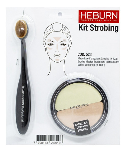 Heburn Maquillaje Strobing Iluminador 523 Corrector + Brocha