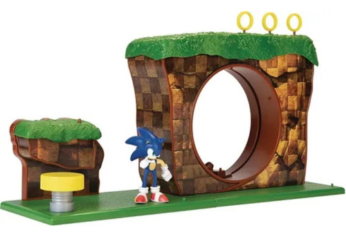 Sonic Figura + Juego De La Colina Verde Playset Original