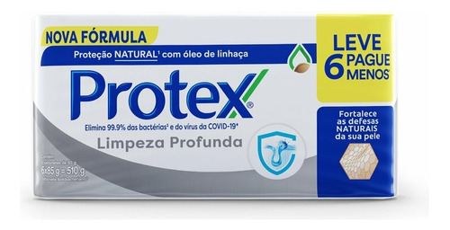 Sabonete em Barra Protex Limpeza Profunda 85g 6 unidades