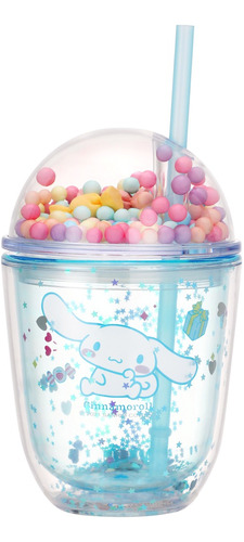 Vaso Tapa Burbujas Y Popote Hello Kitty 435ml Sanrio Miniso