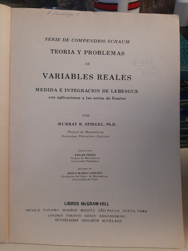 Serie Schaum Variables Reales - Murray R. Spiegel