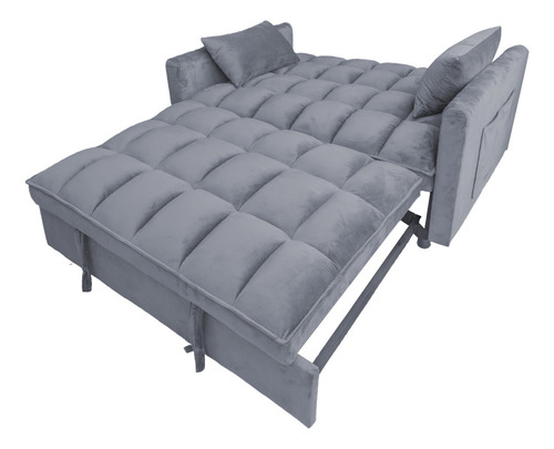 Sofácama Reclinable Convertible Matrimonial Bossa Anders Color Gris Diseño De La Tela Capitonado