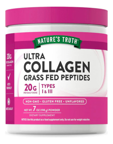 Nature's Truth Suplemento de Colágeno en polvo tipo 1 y 3 7oz 198g para 10 porciones