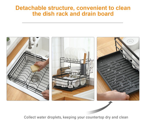 Estante Para Secar Platos De Acero De 3 Niveles Con Escurrid